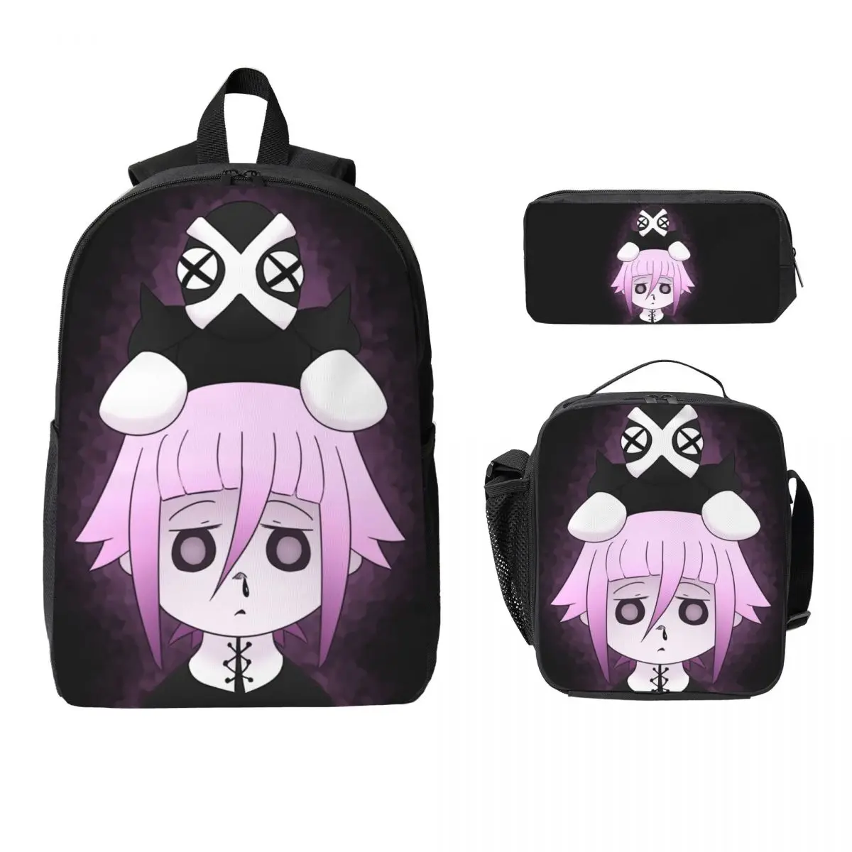 Crona And Ragnarok Soul Eater Backpack Student BookBag School Bag Laptop Shoulder Bags 3ps Insulated Lunch Bag Pencil Case