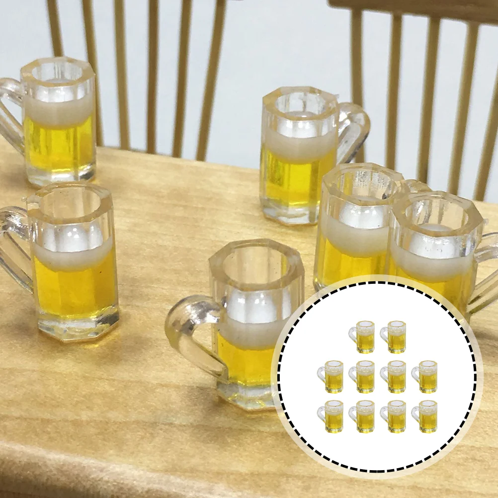 

10 Pcs Mini Beer Mugs Realistic Glass Accessories for Toy House Decor Photo Props Desktop Mini Landscape Craft Exquisite