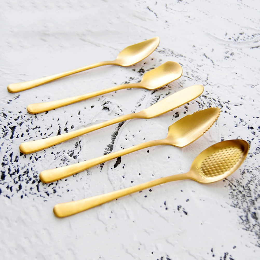 

6pcs Stainless Steel Strawberry Spoon Vintage Creative for Coffee Dessert Serving Kitchen Bar Utensils