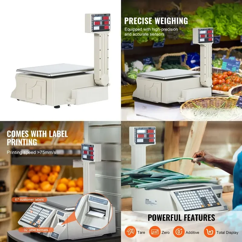 66 Pound Digital Cooked Food Scale Electronic Pricing Commercial Kitchen LCD LED Display for Fruit Meat Produce Weighing