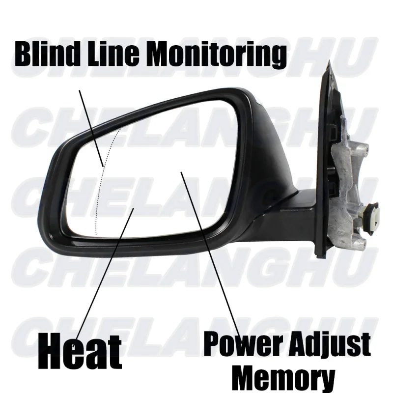 For BMW X1 F48 2016 2017 2018 2019 2020 2021 LHD Left Side 5Pins Black Painted Power Adjust Memory Power Fold Mirror Assembly
