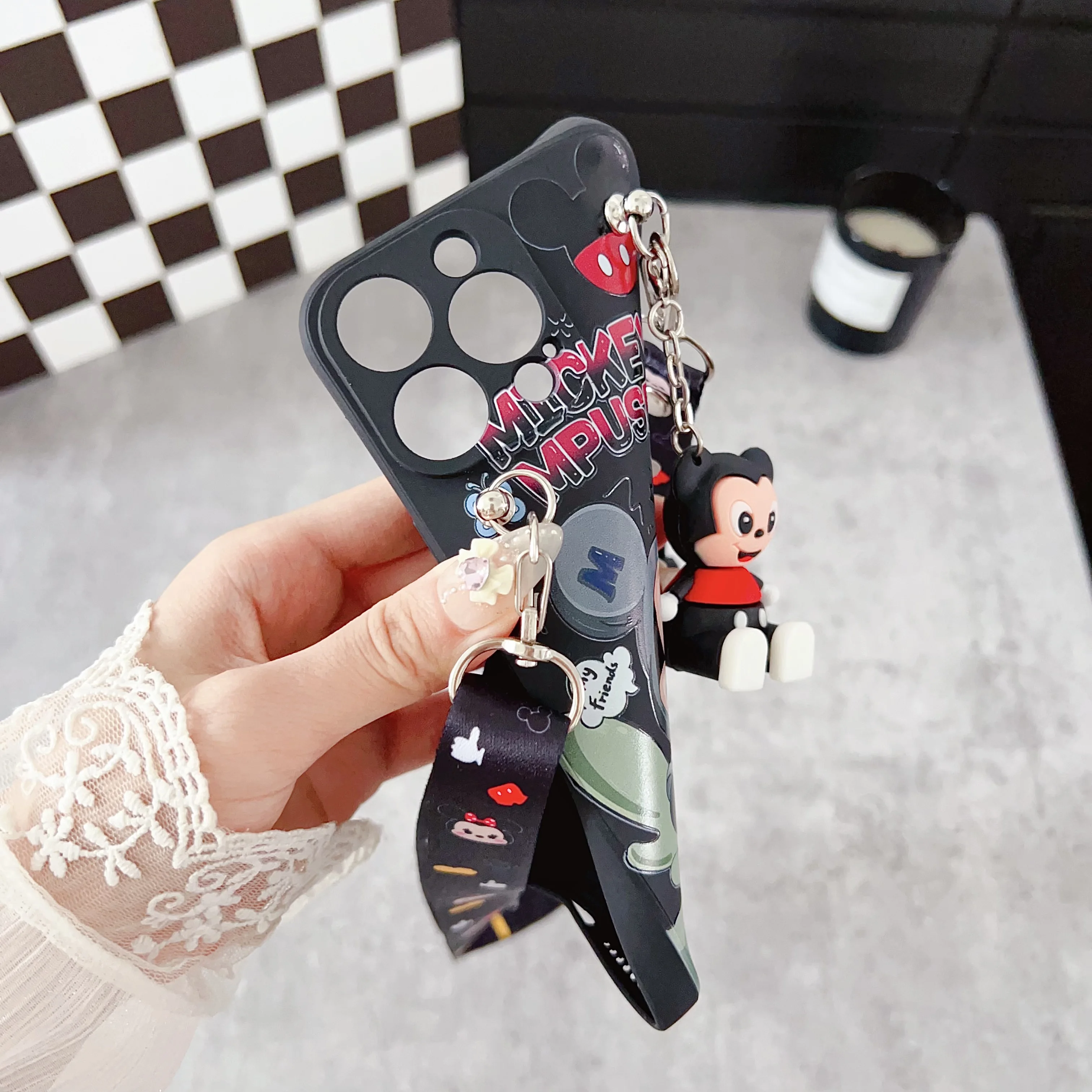 Hoodie Minnie Case With Holder Rope For Samsung Galaxy A12 A11 A71 A51 A52 A22 A02s A32 A13 A53 A03s A04s A20s A33 A73 A23