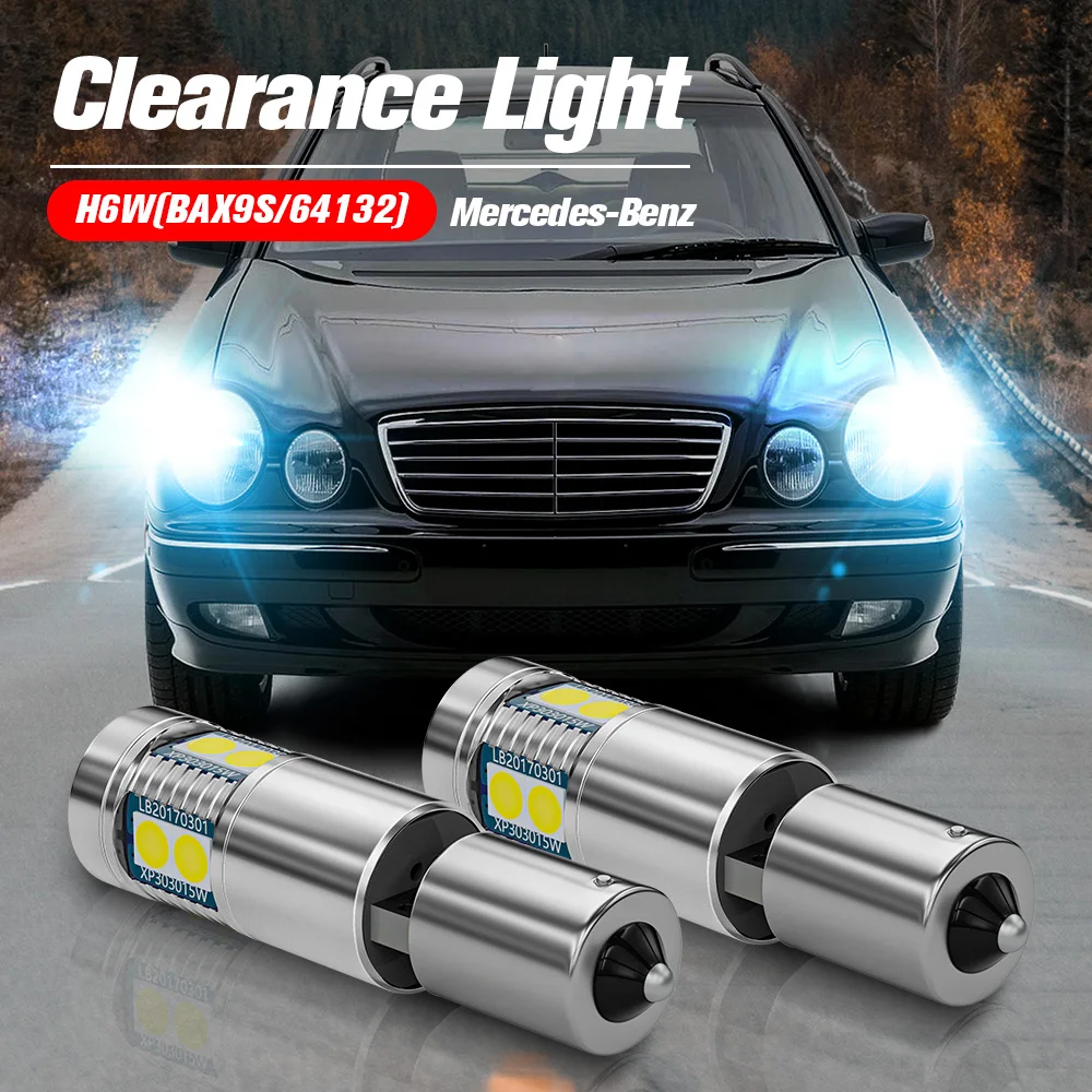 2pcs LED Clearance Light Parking Lamp Bulb H6W BAX9S 64132 Canbus For Mercedes Benz CLK Class C208 A208 E Class W210 S210