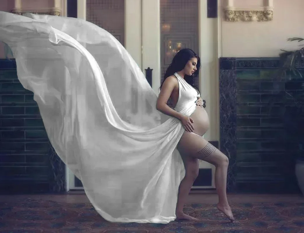 

Sexy Shoulderless Maternity Photography Props Long Dress For Pregnant Women Fancy Pregnancy Dress Elegence Maxi Gown Photo Shoot