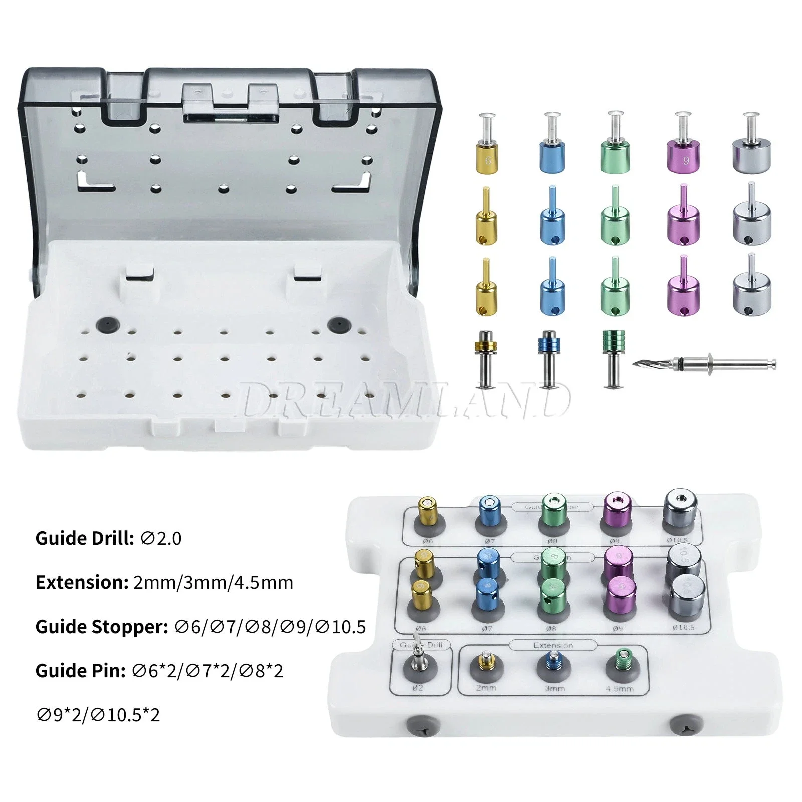 

Dental Implant Drill Guide & Positioning Kit Bur With Surgery Pins Expander