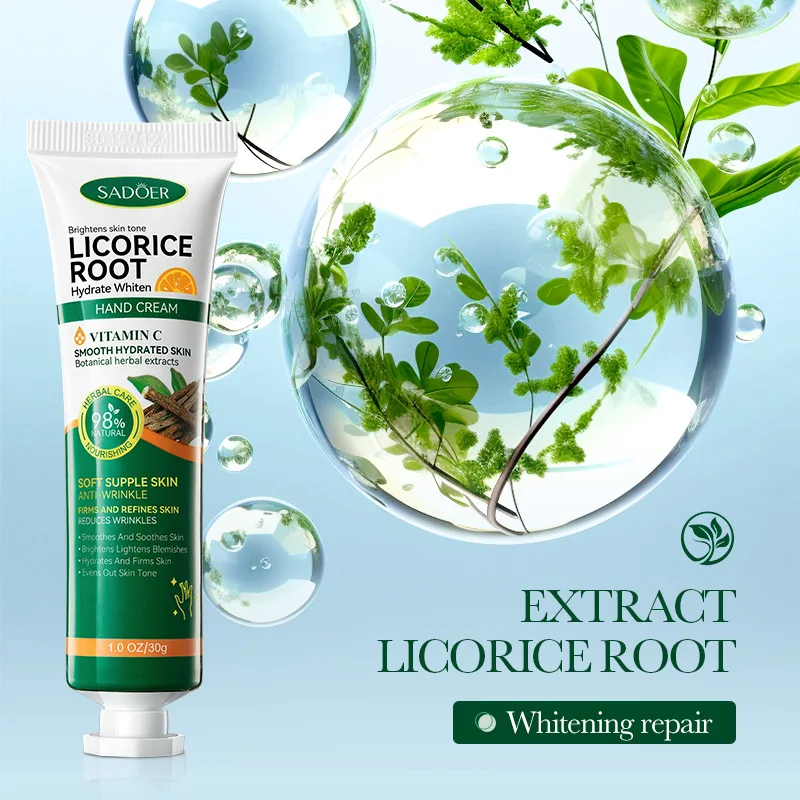SADOER Zoethout Whitening Handcrème: Plant Essence doordrenkt, hydraterend en hydraterend, ideaal voor droge handen in de herfst en winter