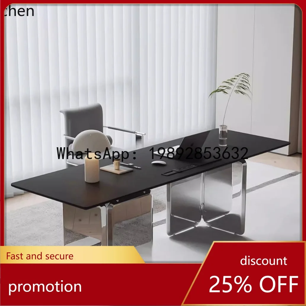 

YFY Rock Slab High-End Modern Minimalist Suspended Office Desk Study Writing Desk Italian Style Mirror Surface Computer Desk
