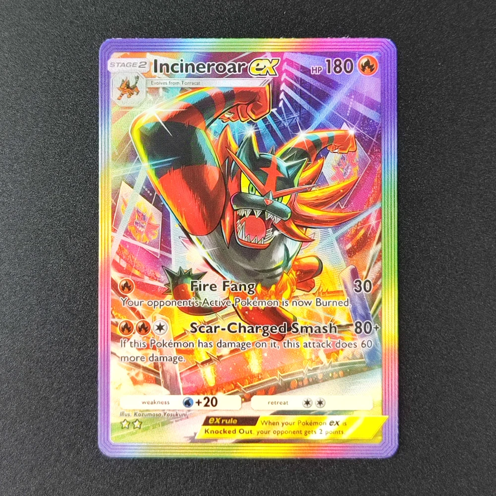 Self Made Pocket Celestial Guardians Card Incineroar Lunala Solgaleo Alolan Raichu ex Hobby Collection Flash Card Toy