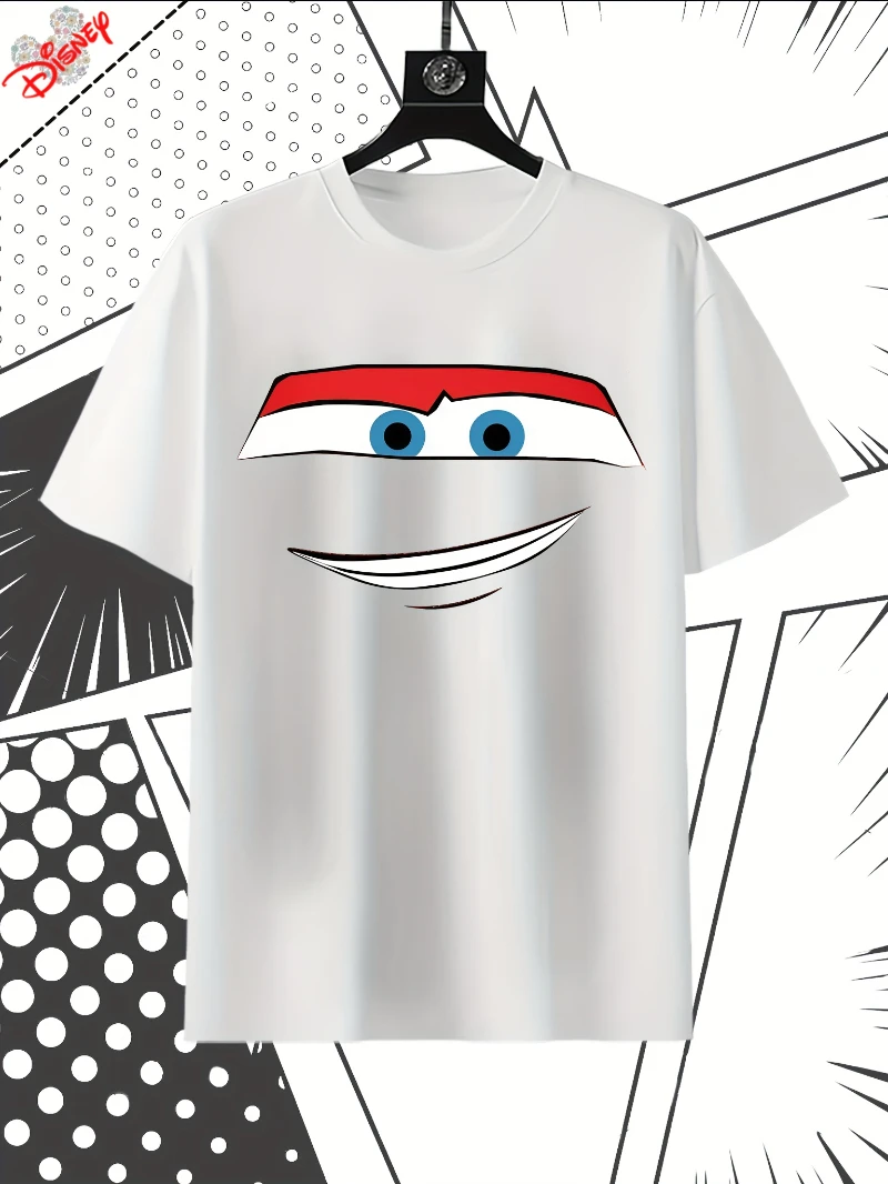 تي شيرت ديزني للرجال بنسبة 100% قطن بنمط لايتنينج ماكوين كاجوال بأكمام قصيرة للصيف #1