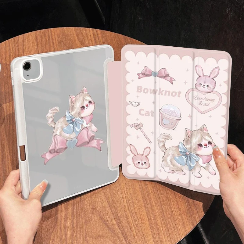 

Smart PU Case for 7 8 9th 10.2 Funda Cover IPad Air 4 10.9 2020 Air 5 Pro 11 2nd 3rd 4th Ipad 5th 6th 9.7 Cute Pink Kitten Case