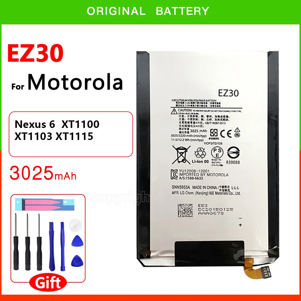 

Original Genuine EZ30 battery 3220mah for Motorola Moto Nexus 6 Google Original battery XT1115 XT1110 Nexus6 Cellphone batteria