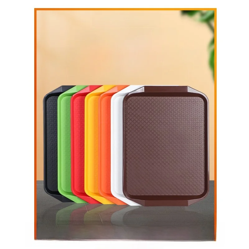 

Прямоугольный пластиковый поднос для ресторана, противоскользящий обеденный светильник, большая сервировочная тарелка для коммерческого использования, ресторан быстрого питания