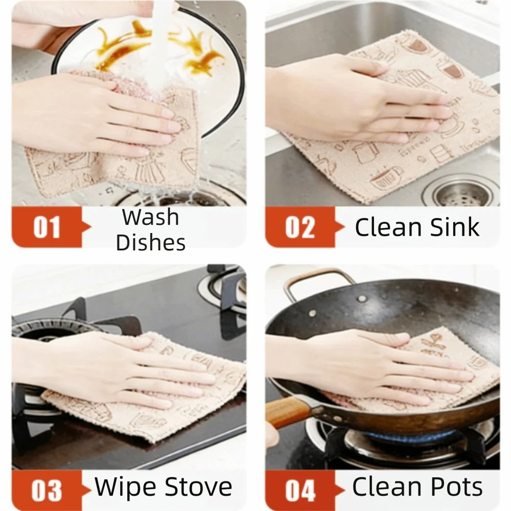 20pcs/roll Reusable Microfiber Cleaning Wipes High Absorbency Washable Cleaning Rag Multi-Purpose Durable Tear-Towel Roll
