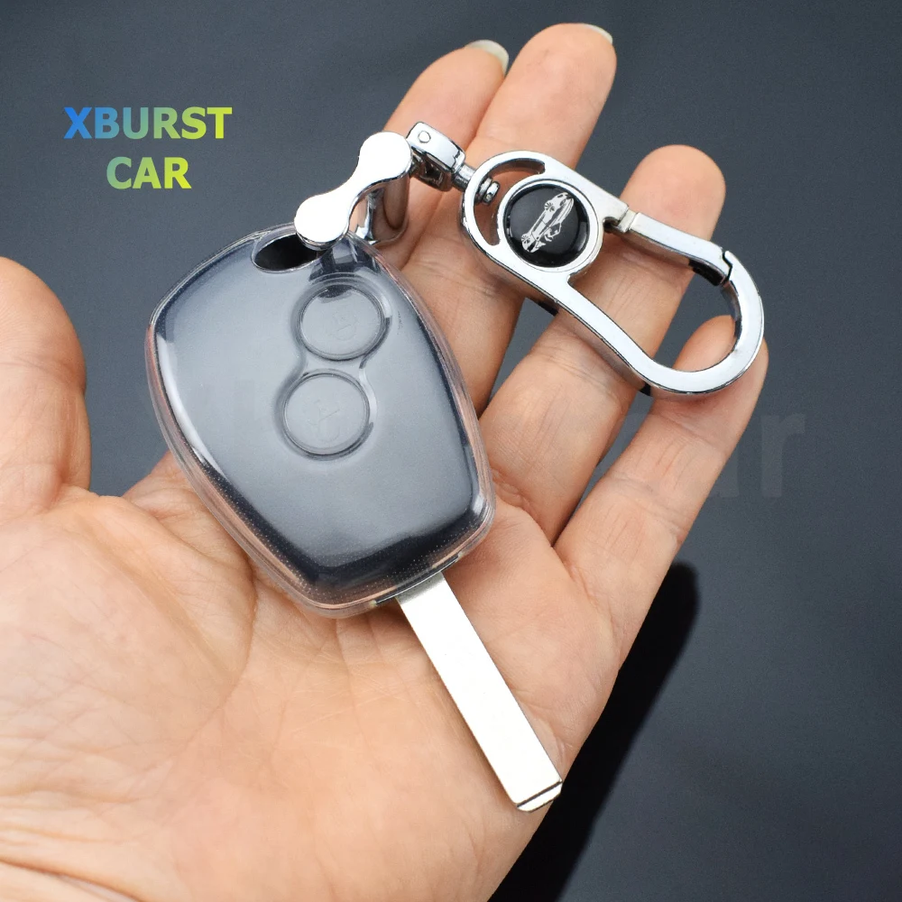 Transparent TPU Auto Car Key Case Cover Shell Fob for Renault Duster Logan Dacia Sandero Trafic Clio for Nissan Terrano Almera