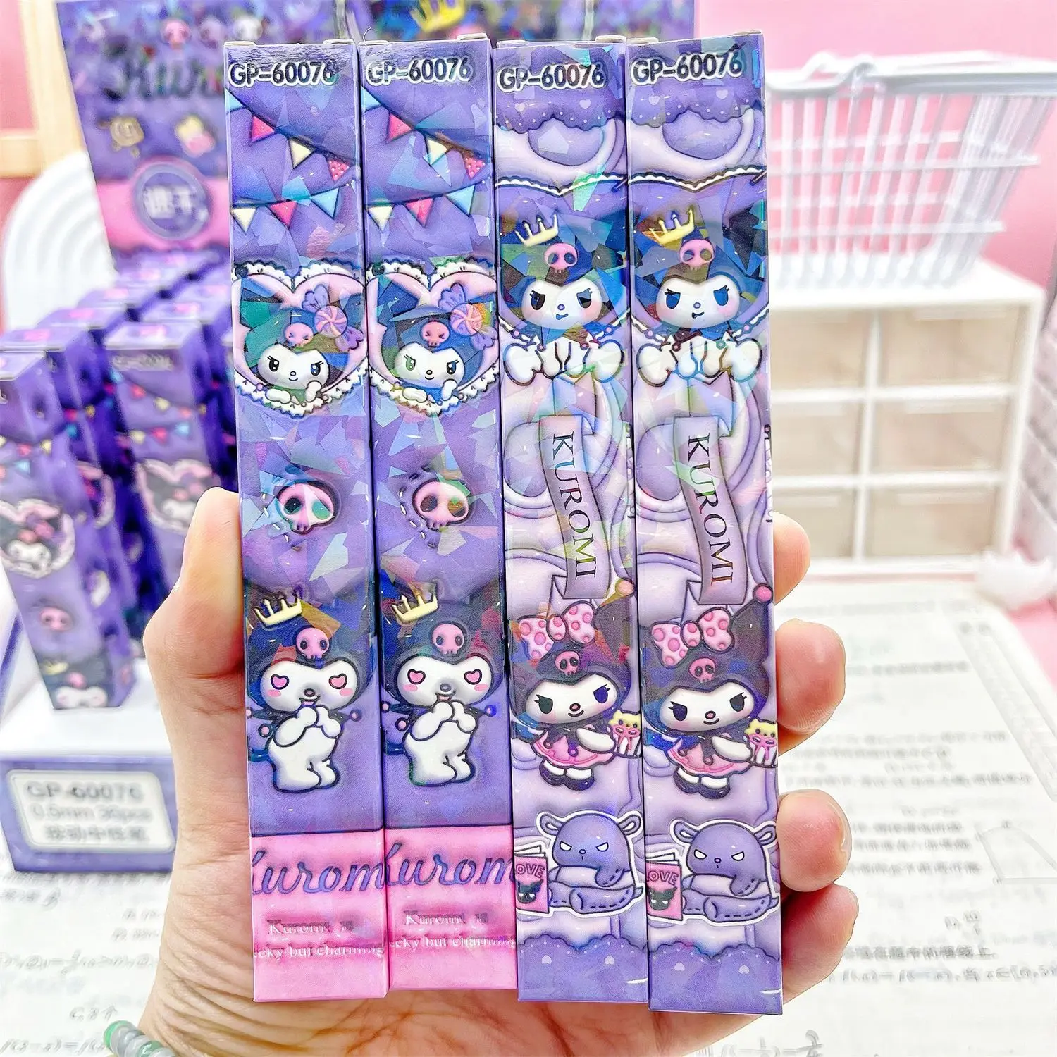 Długopis Kuromi Blind Box, długopis neutralny z motywem kreskówkowym, wysokiej jakości metalowy klips, długopis wciśniany, czarny wkład 0.5, końcówka laserowa ST.