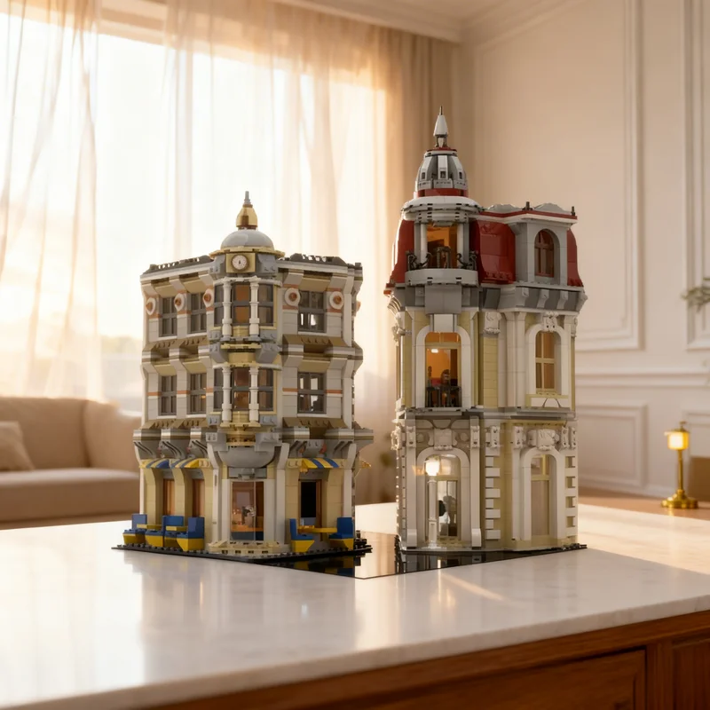 

3971 деталь MOC: Модульная модель уличной улицы, строительные блоки, конструктор, рождественский подарок, игрушка, креативная идея для самостоятельной сборки