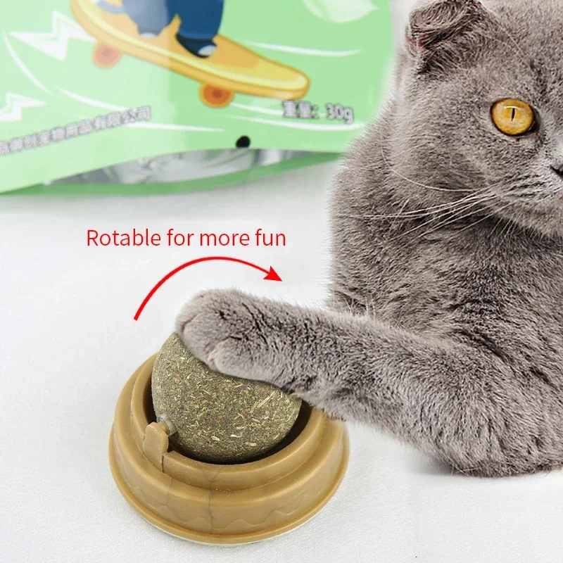 Durable Rotating Ball Cat Toy For Kittens Natural Chew Toy With Catnip For Indoor Cats Interactive Dental Cleaning And Calming