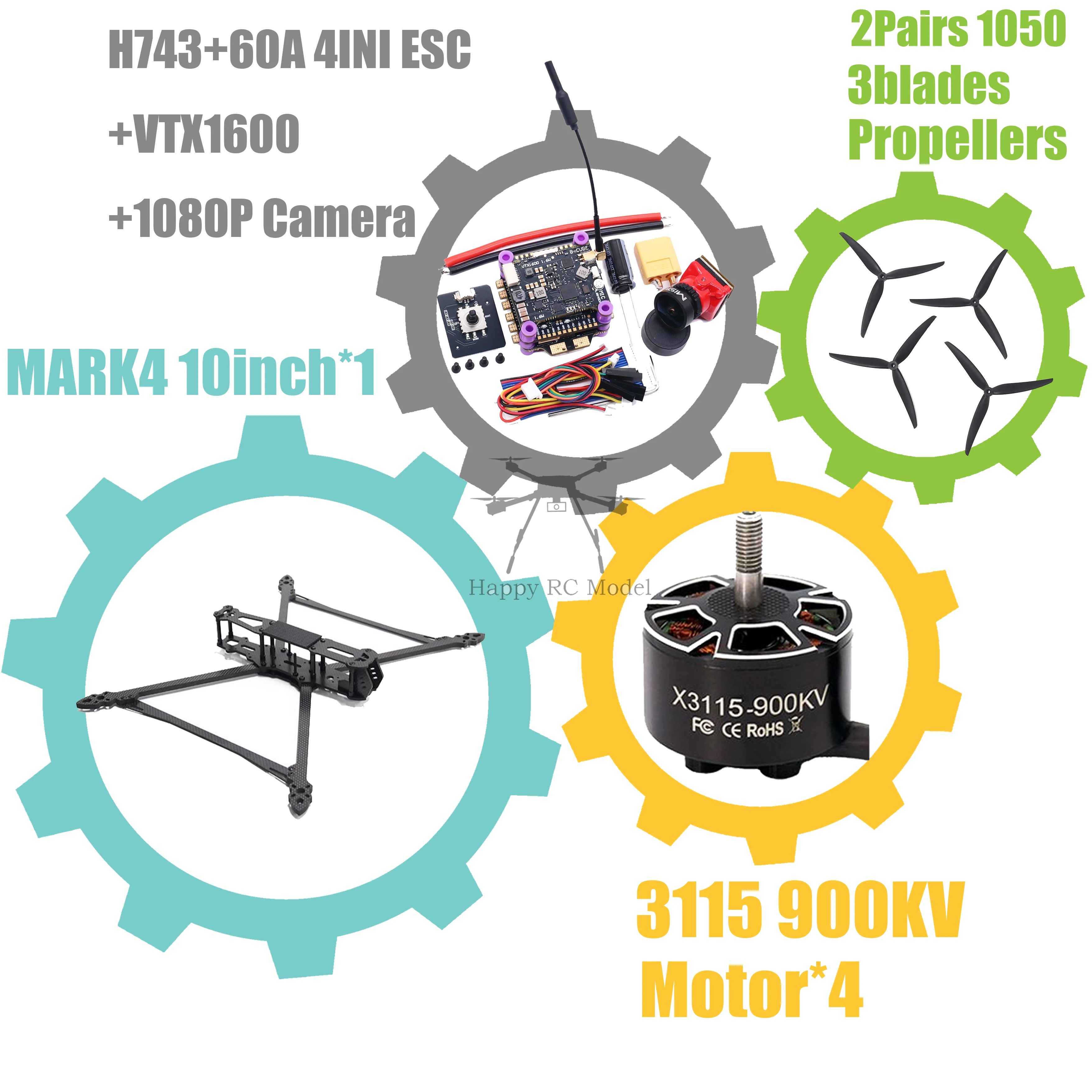 MARK4 V2 8inch 9inch 10inch H743 Flight Control 60A 4INI ESC rack drone FPV carbon fiber PV Racing Drone Quadcopter Freestyle