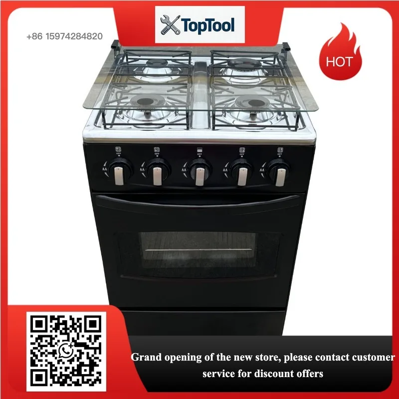 Freestanding 60cm 4‑Burner Gas Cooker Oven Combo, Multi‑function Home Gas Stove Oven, Factory Direct Export