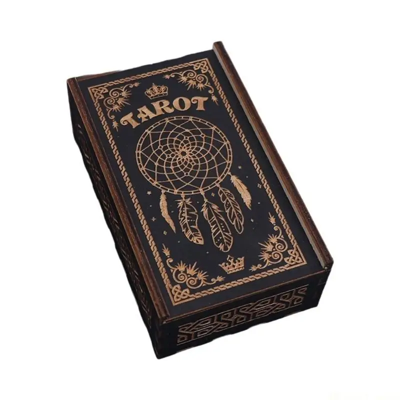 

31BE двухтактный ящик для хранения карт Таро, деревянный футляр для хранения карт Таро, портативный контейнер для карт, коробка