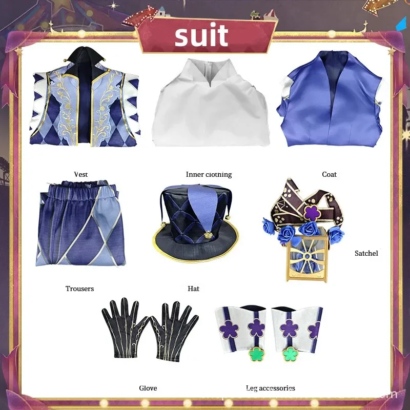 Costume de Cosplay de Victor Grantz pour Homme, Masque de Performance de Facteur saupoudrer casier Long Clown, Ensemble d'Uniforme, Carnaval d'Halloween Trempé