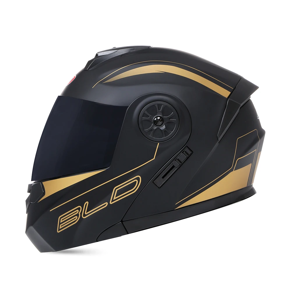 

BLD Men Women Fashion Dual Lens Helmets Motocross Racing Modular Flip Up Casco Moto Personalised Motorcycle Full Face Helmet