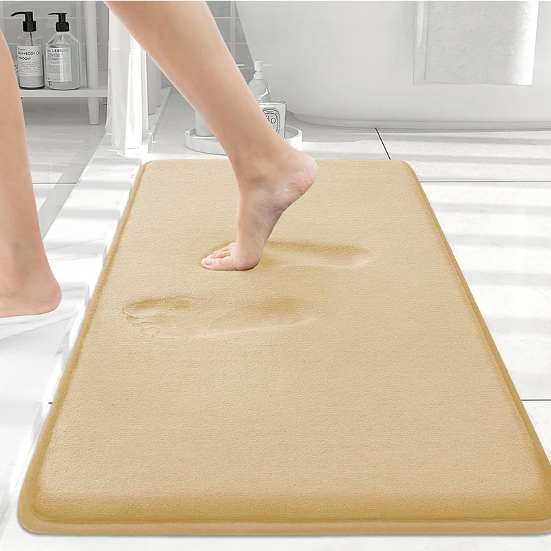 Homaxy Memory Foam Solid Color Bathroom Mat Floor Mat Indoor Non Slip Door Mat Dirt Trap Absorbs Water Comfortable Bathroom Mat