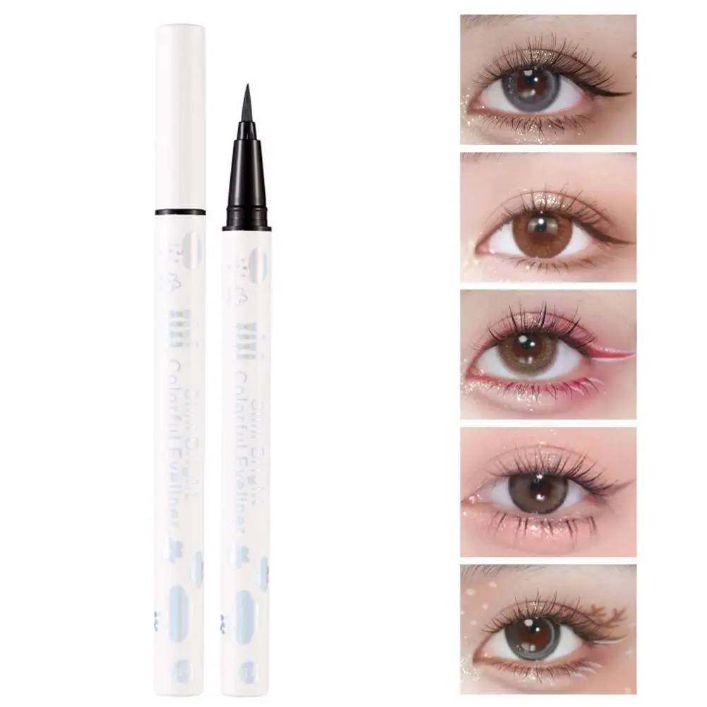 

Hot Matte Brighten Lying Silkworm Eyeliner Liquid Pen Waterproof Quick Drying Pink Brown Ultra Fine Eye Liner Pen Not-Smudge
