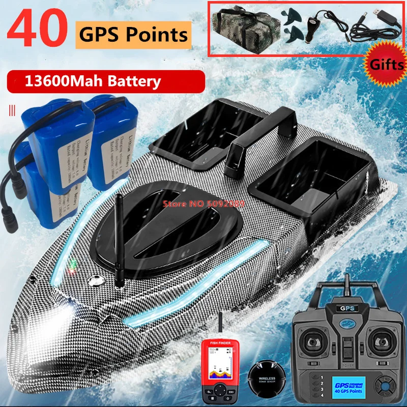 53CM Large 40 Points GPS RC Fish Bait Boat 1.5KG Load 500M Remote Control Sea Fishing Bait Boat Automatic Cruise GPS Nesting Boa