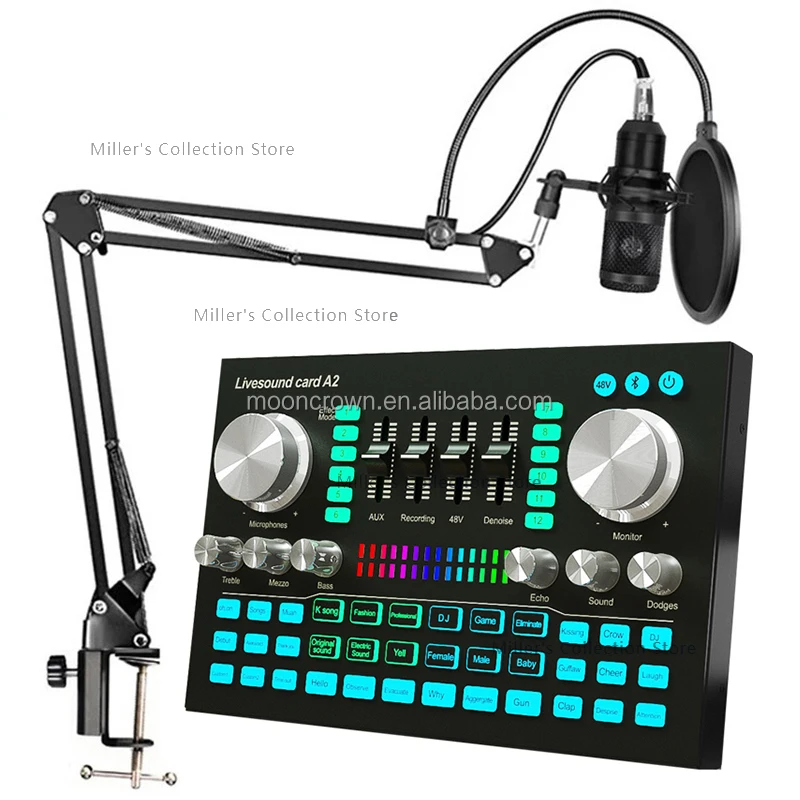 Bm800 Mic USB A2 Sound Card Set the Professional Studio Recording Podcasting S1 SoundCard Condenser Microphone for Mobile Phone