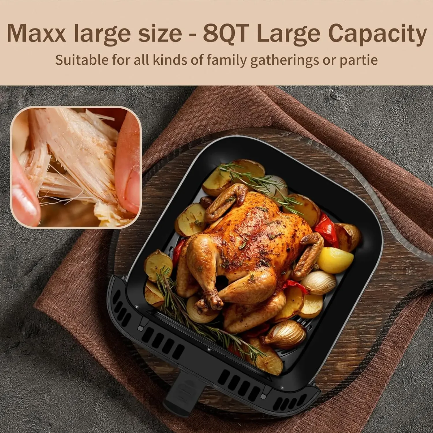 SEEDEEM Max XL Air Fryer, 8 Quart, 10-in-1 Hot Air Fryer Oven with Color LCD Display Touchscreen