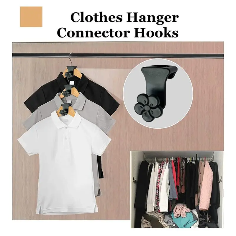 A64K 40PCS Space Saving Hanger Hooks, Clothes Hanger Connector Hooks for Organizer Closet Space, Fits All Hangers Black