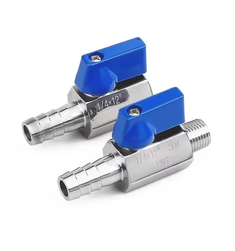 2/3/4 Port   Female/Male Thread 304 Stainless Steel Pagoda Ball Valve   Micro Miniature Valve Hose Quick Connect