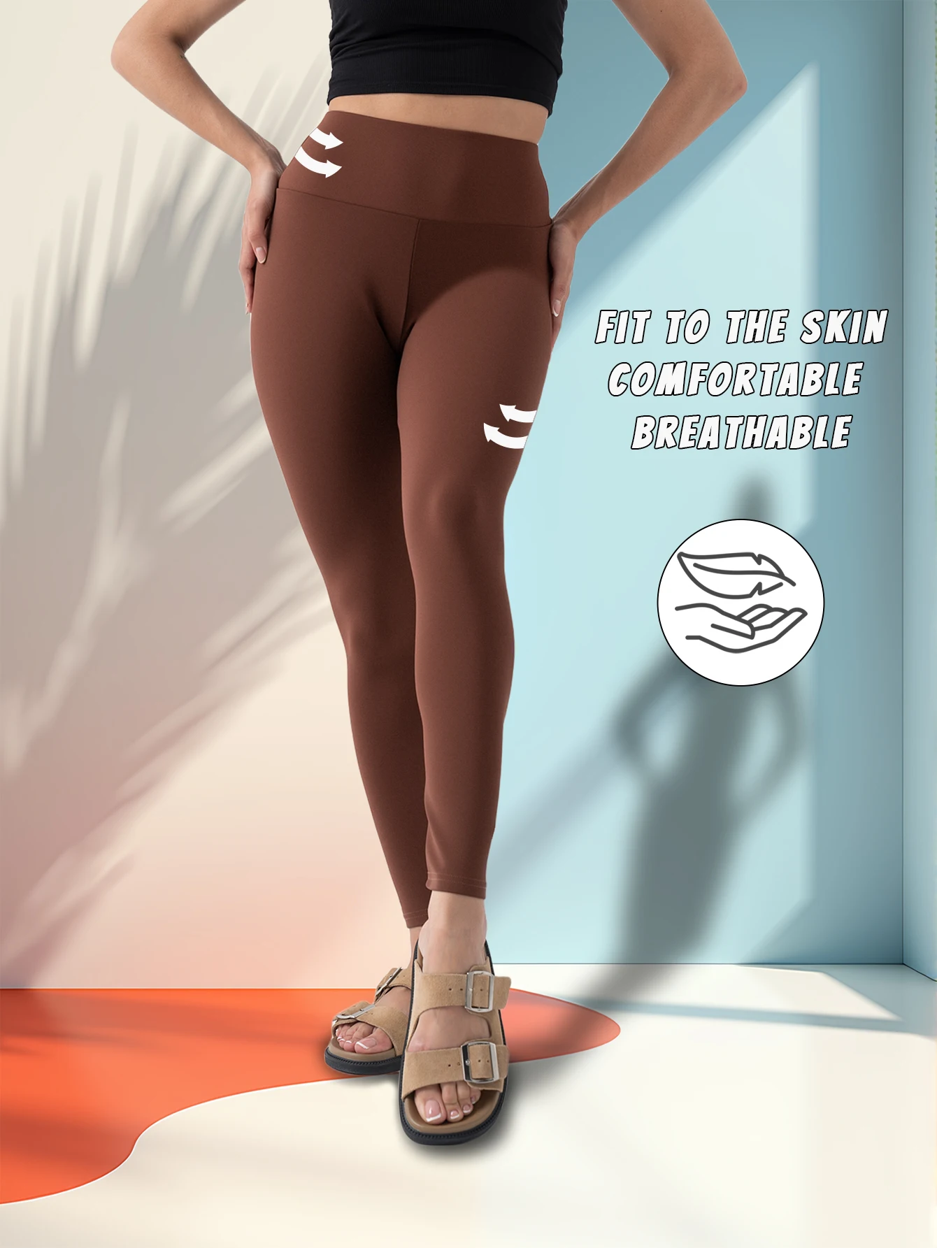 Hohe Taille, Aloe-Yogahose für Damen, braun, elastisch, hebend, zweite Haut, atmungsaktiv, Bauch, Sommerkontrolle, lässige Leggings mit Hintern