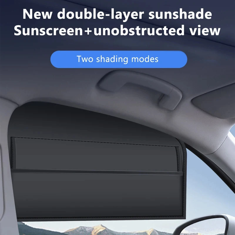 Magnetic Car Window Sunshade Double Layer Sunshade Full/Semi Shading Car Curtain Front Rear Parasol With Storage Pocket