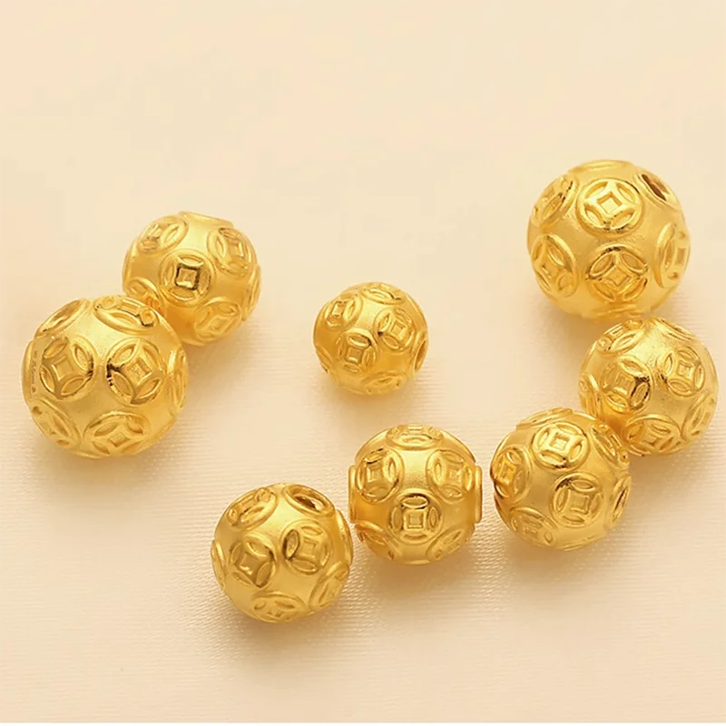 

1pcs 999 Pure 24K Yellow Gold Pendant For Men Women Coin Ball Lucky Loose Bead 6mm/8mm/10mm