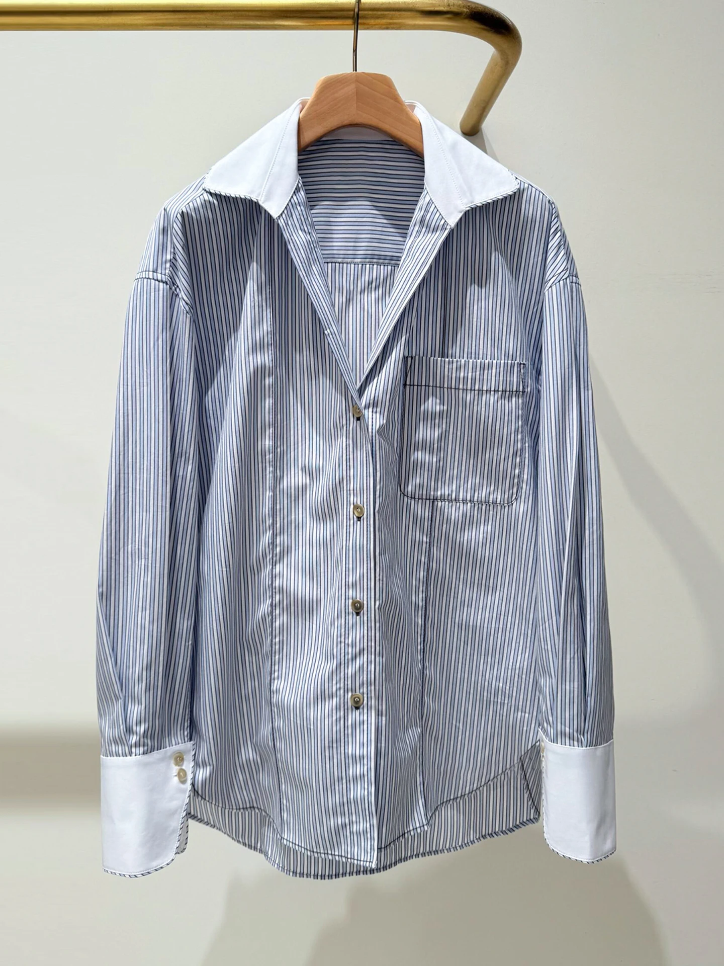 

S Home South Oil Высококачественный женский повседневный топ в полоску с длинным воротником в стиле пэчворк, модная осенне-зимняя длинная одежда для девочек