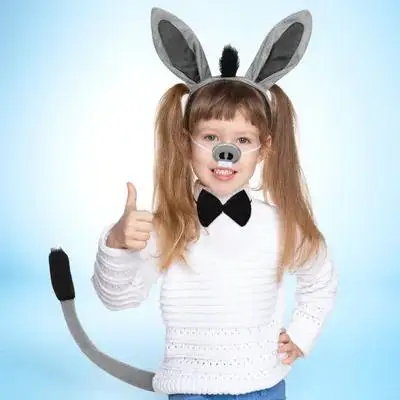 1 Zestaw Kostium Osła Rekwizyty Cosplay Impreza Halloween Wielkanoc Przedstawienie Szkolne Materiałowy Kompletny Zestaw Akcesoriów Opaska na Głowę z Uszami