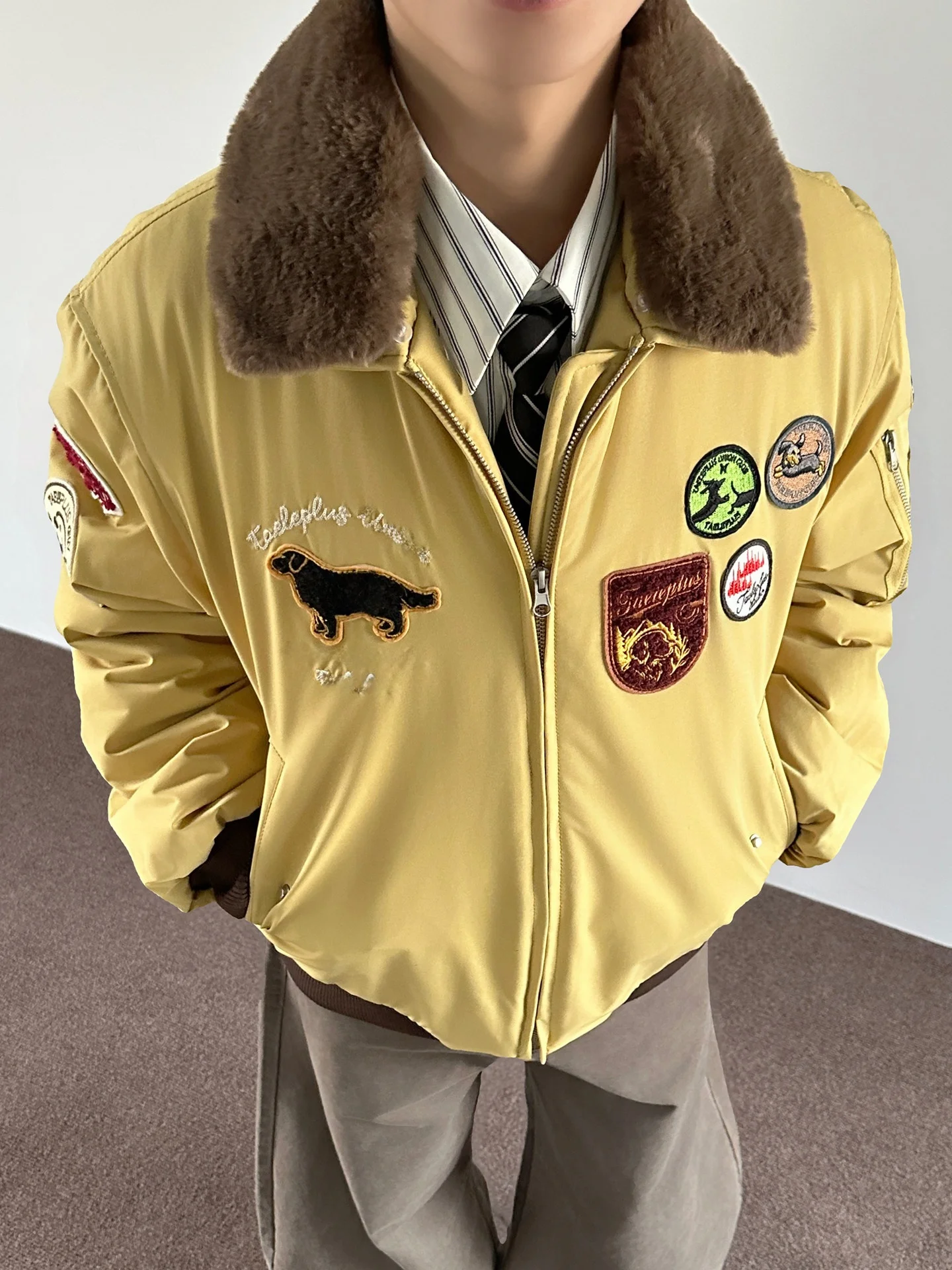 

American Retro Bae Pilot Jaet Cotton Coat Men's Women's Cleanfit Color Blo Parka Couple's Outerwear Youth Faion