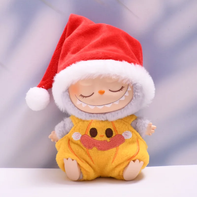 Ubranka dla lalek Labubu V1 V2 V3, ozdoby, stroje świąteczne, czapki świętego Mikołaja, ogrodniczki, przebrania, akcesoria dla lalek.