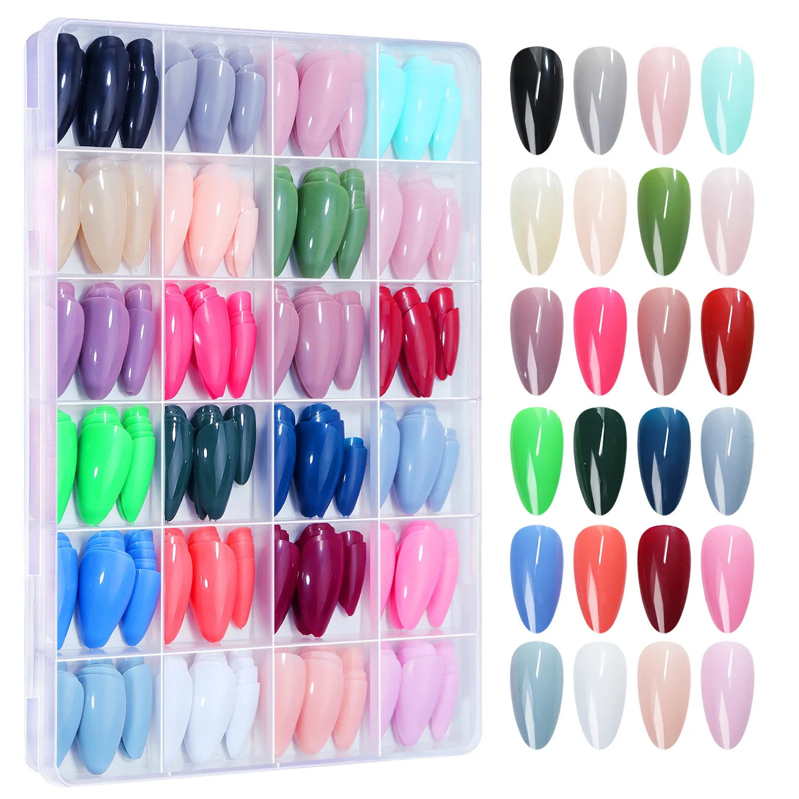 576Pc False Nail Press On Acylic Nails Extension Square Ballet Almond Full Cover Soft Gel Tips Extension DIY Manicure Kits Tools