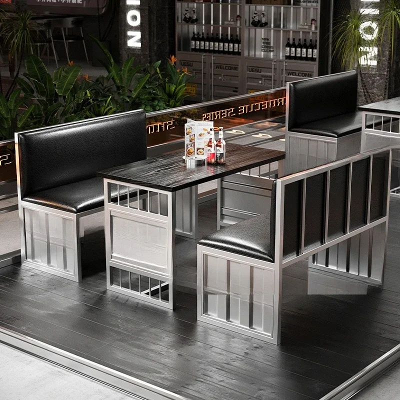 Industrial style booth Western restaurant Sofa booth Milk tea shop Cafe Internet celebrity commercial