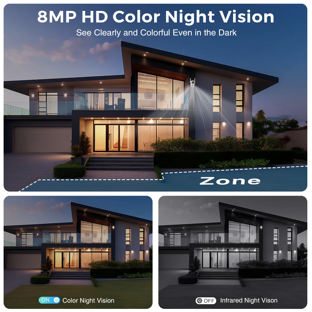 BESDER 8MP واي فاي كاميرا PTZ شاشات مزدوجة في الهواء الطلق كشف الإنسان تتبع السيارات 6MP CCTV كاميرا مراقبة IP P2P الصوت iCSee #4