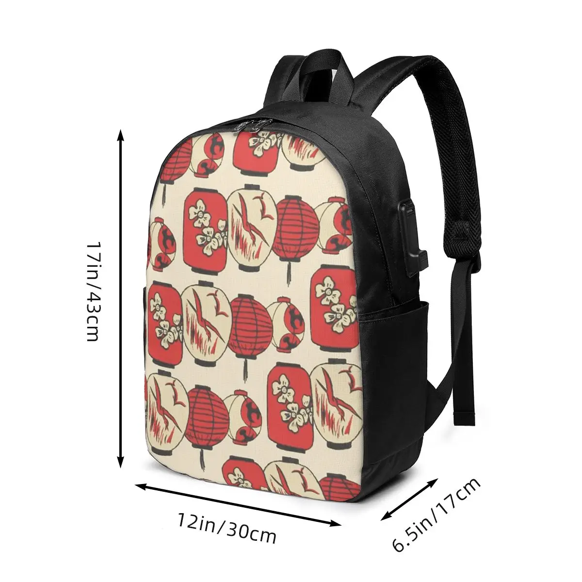 Traditional Chinese Lantern Pattern Backpack Travel Notebook Bag Computer College Student School Bag Laptop Shoulder Bags