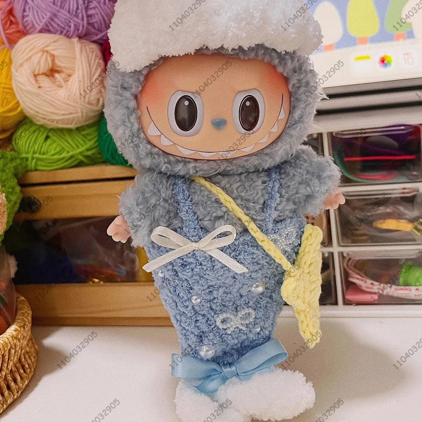 

Для Labubu The Monsters Синий Жемчуг Русалка Костюм Одежда Виниловая Кукла Фигурка 1:1 Реплика Сумка Очаровательная Сумка Подвеска Подарок