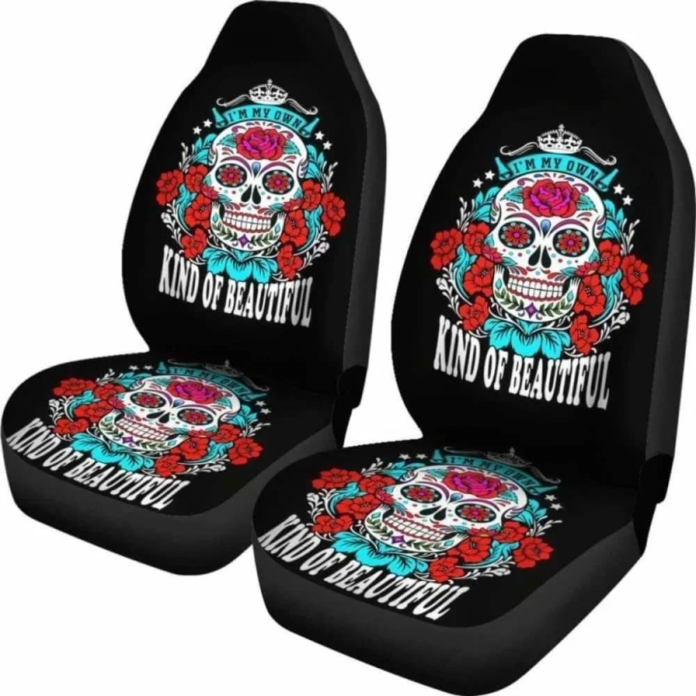 Sugar Skull Kind Of Beautiful Car Seat Covers,Pack of 2 Universal Front Seat Protective Cover