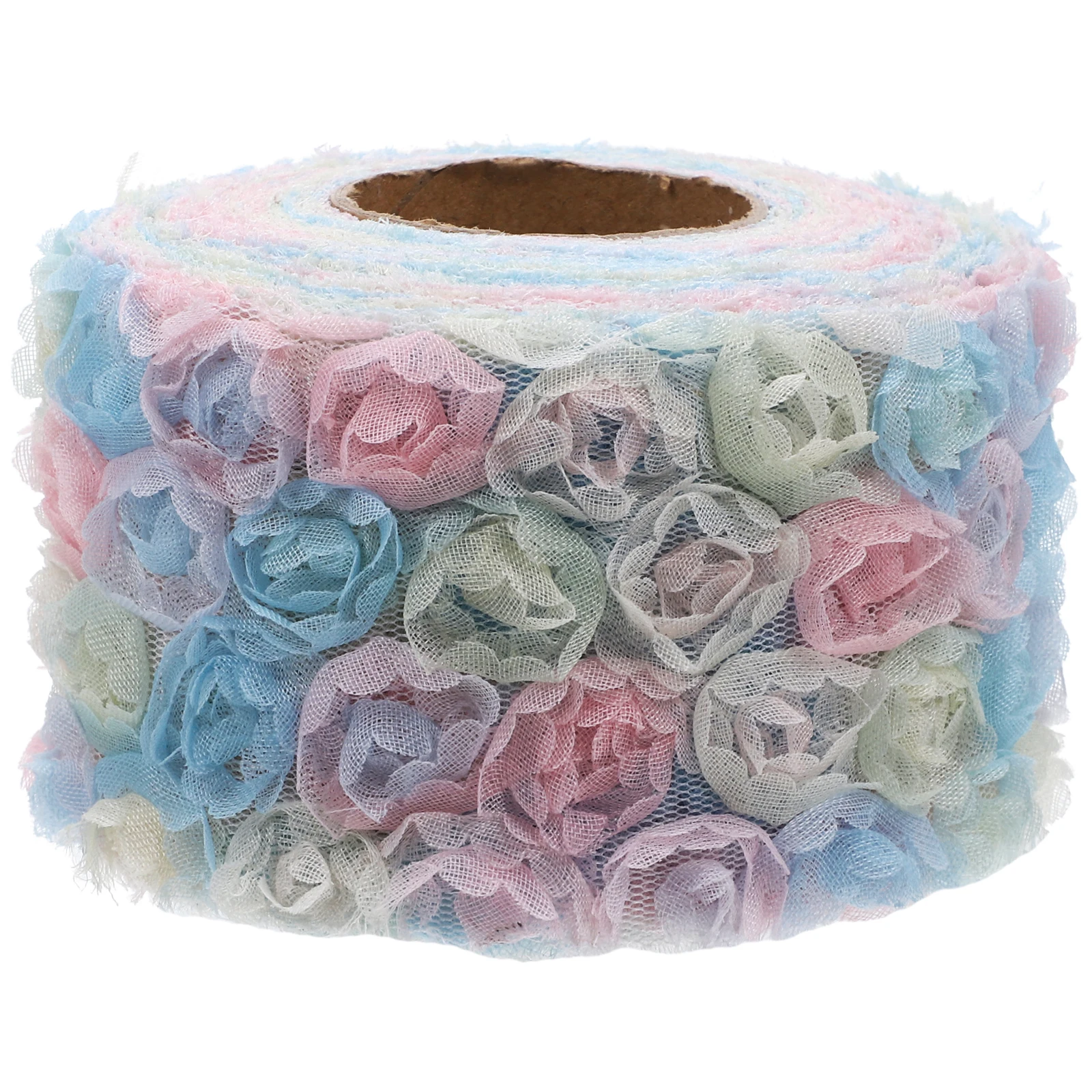 

Colorful Rose Embroidery Mesh Pattern Fabric Flower Accessories Artificial for Crafts