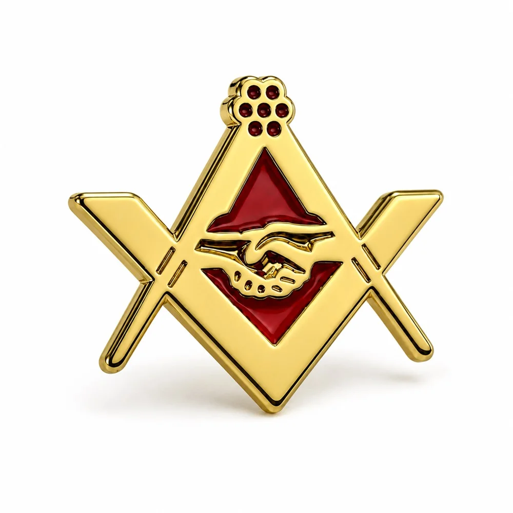 15mm Hand Shake Soft Enamel Masonic Lapel Pin Gold Metal Masonic Brooch Badge Elegant Fashion Suit Jacket Accessories Gifts