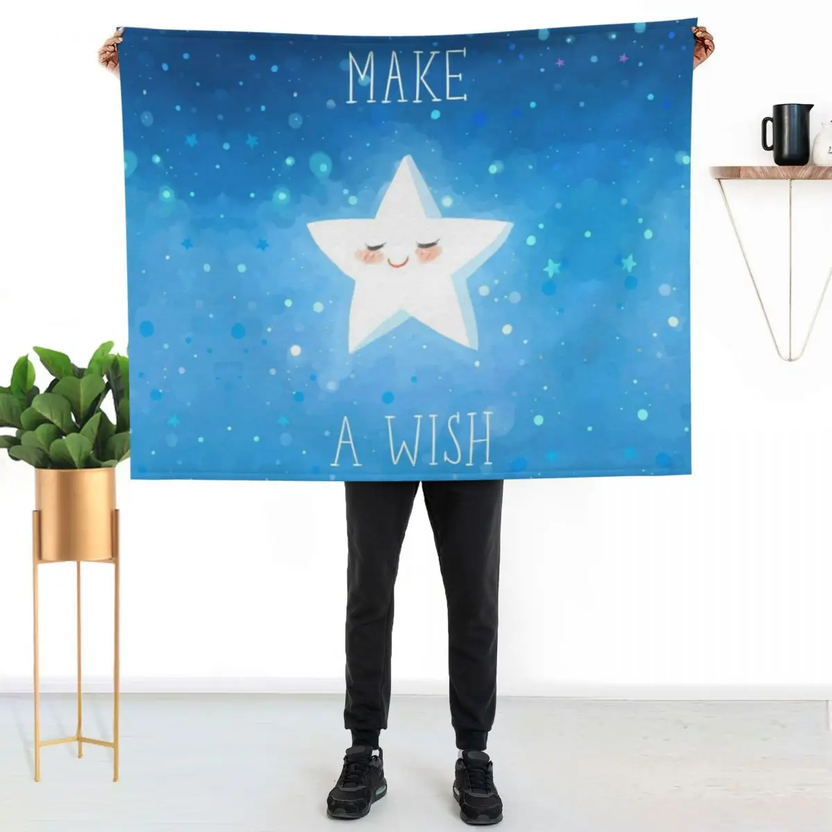 Make a Wish Throw Blanket Moving Kid'S Retros Soft Plush Plaid warm winter Designers Blankets