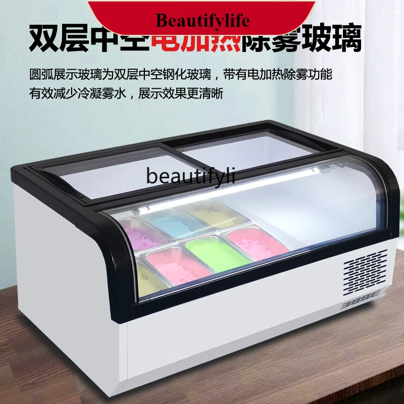 

E132 Desktop ice cream display cabinet Commercial thick cut fried yogurt display cabinet Ice cream frozen display cabinet